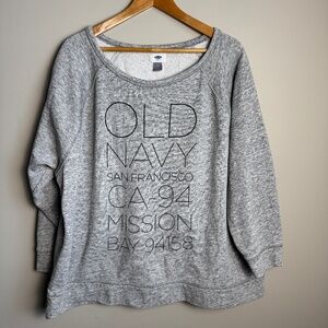 Old Navy‎ Women's 2X Long Sleeve Pullover Sweatshirt Light Fleece Marled Gray